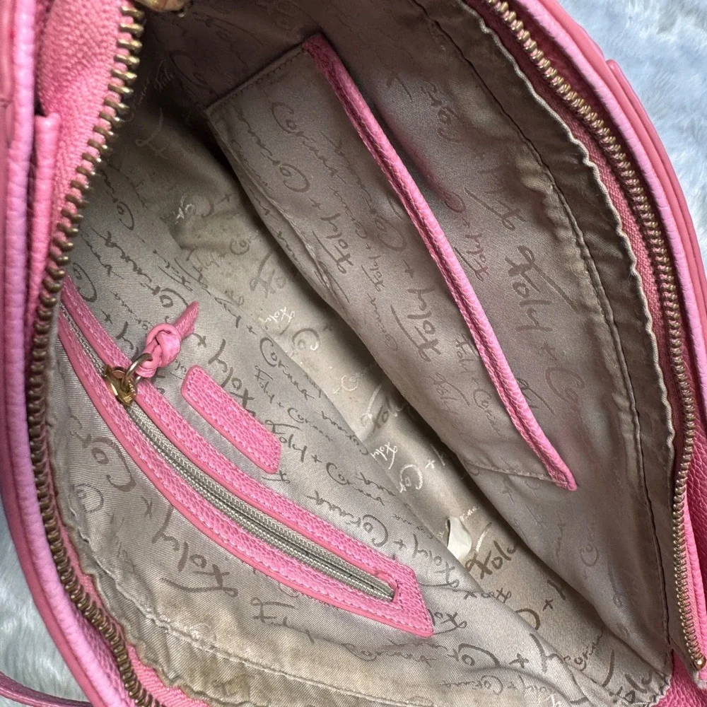 Foley + Corinna Pink Vegan Leather Ring Handle‎ Crossbody Bag Satchel